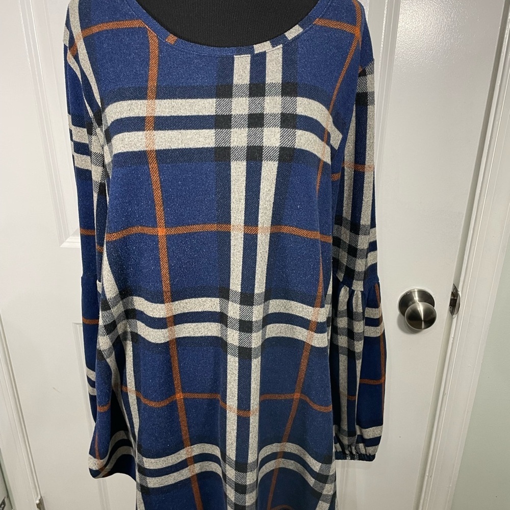 Lidly Blue Plaid Long Sleeve Shirt Tunic Size XL CB-111